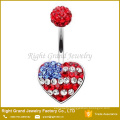 316L Surgical Steel Rainbow Heart Multi - Sprinkle Dot Belly Ring